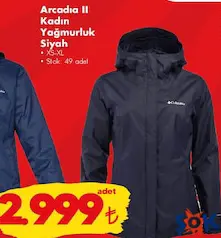 COLUMBİA ARCADİA II KADIN YAĞMURLUK SİYAH fiyat ve kampanya bilgisi